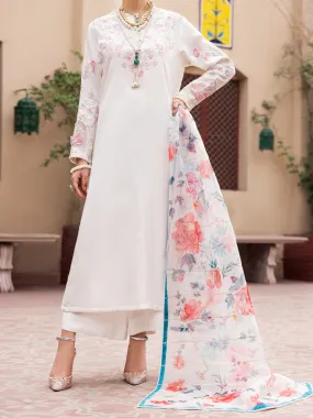 Off White Raw Silk 3 Piece Formal Stitched - AL-3PS-LS-473