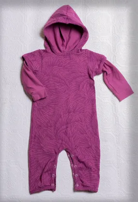 Organic Hooded Romper Onesie - Fuschia