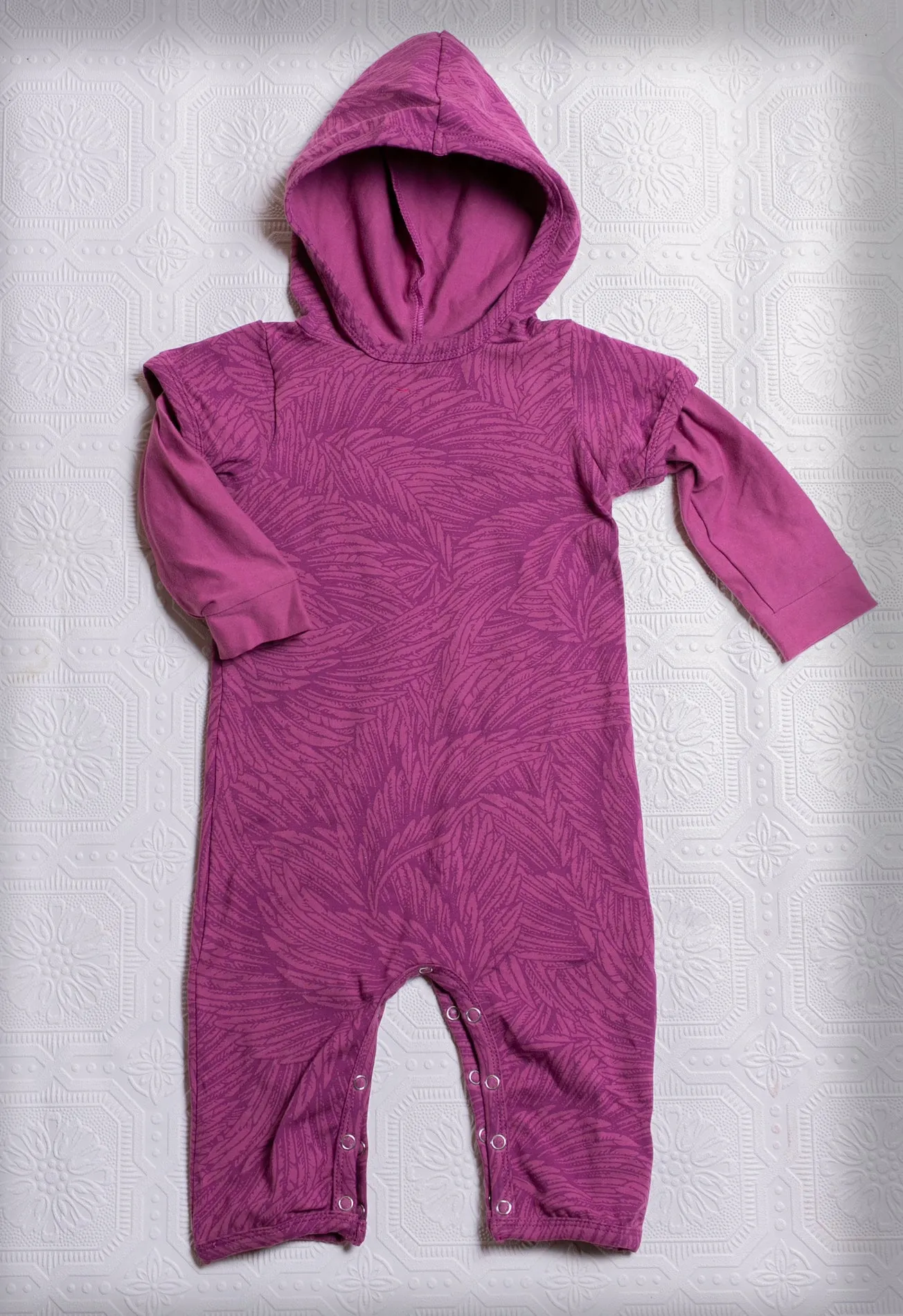 Organic Hooded Romper Onesie - Fuschia