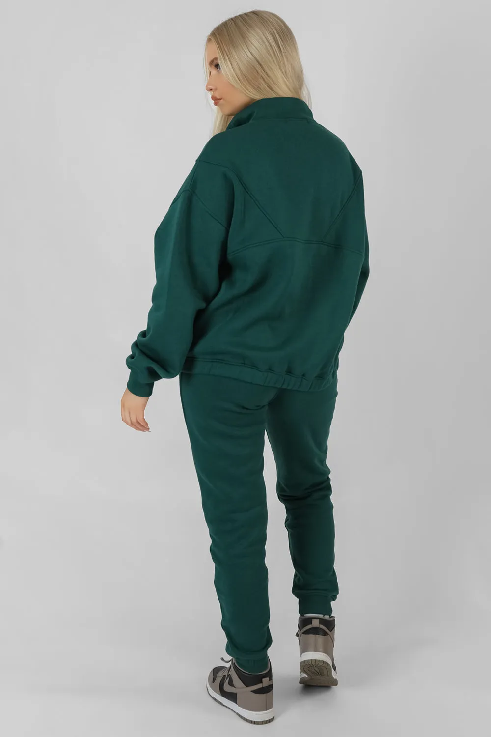 Oversized Half Zip Pullover Sweatshirt Forest Green