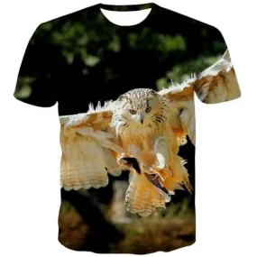 Owl T-shirt Men Animal Shirt Print Ferocious Tshirt Anime Hip Hop T-shirts 3d Street T shirts Funny Short Sleeve Punk Rock