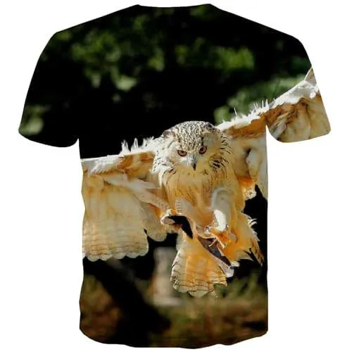 Owl T-shirt Men Animal Shirt Print Ferocious Tshirt Anime Hip Hop T-shirts 3d Street T shirts Funny Short Sleeve Punk Rock