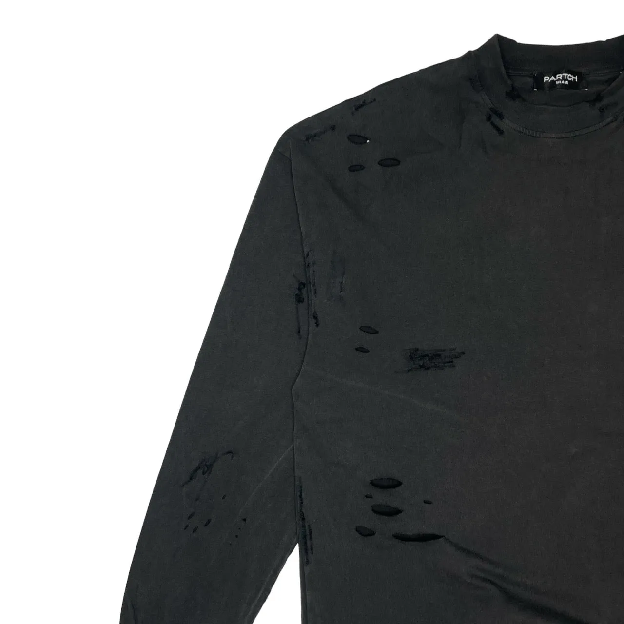 PARTCH Distressed Atelier T-Shirt L/S Vintage Black Cotton