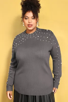 Pearl Woolen Stylish Crewneck Pullover Sweater