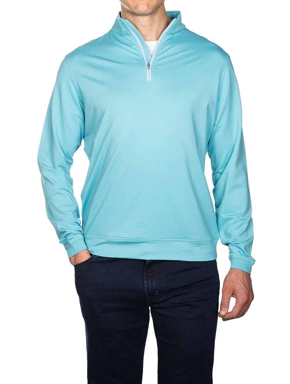 Perth Melange Quarter zip Turquoise