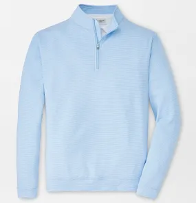 Perth Mini-Stripe Stretch Loop Terry Quarter-Zip in Cottage Blue/White by Peter Millar