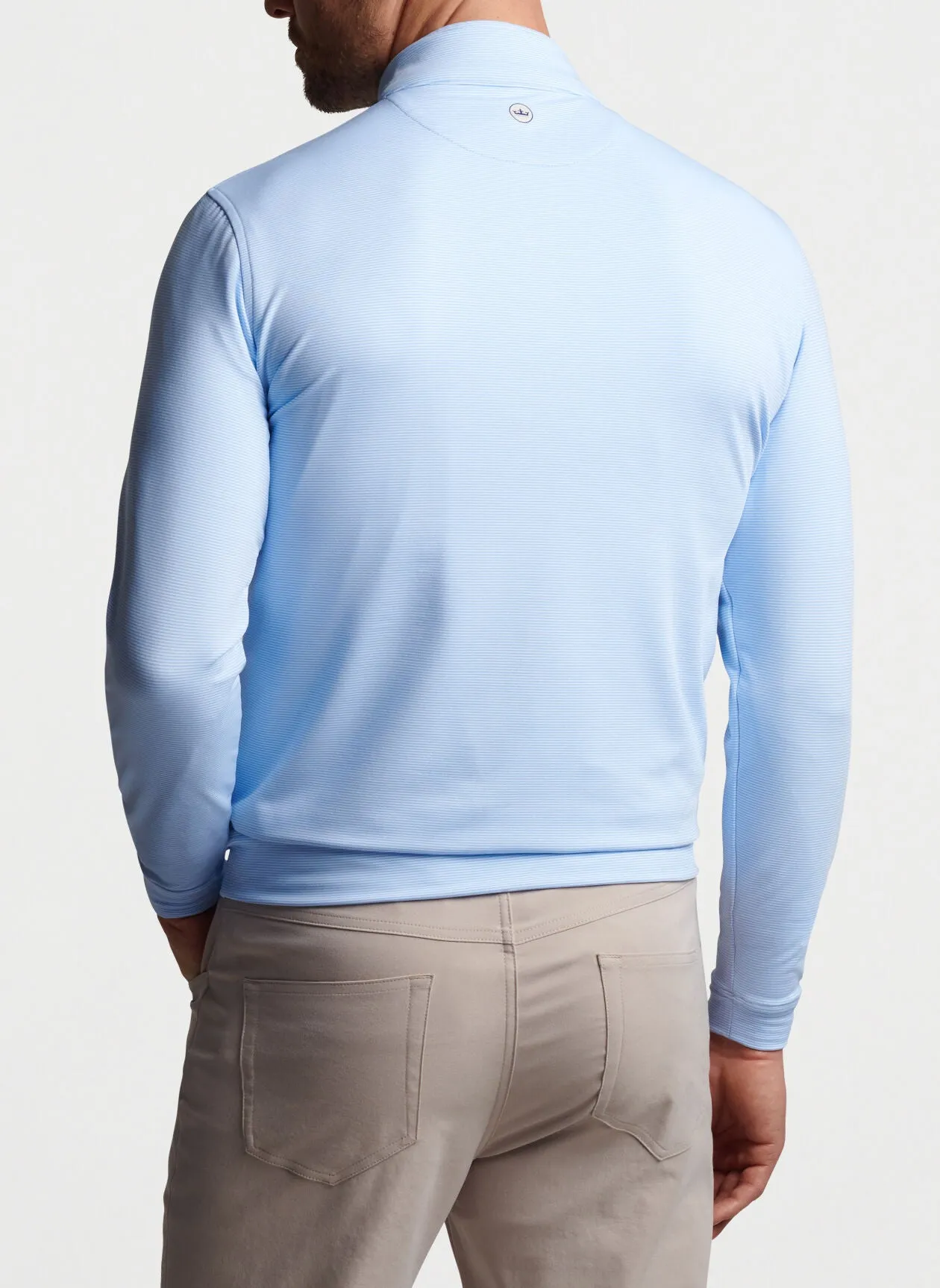 Perth Sugar Stripe Performance Quarter-Zip in Cottage Blue/White by Peter Millar