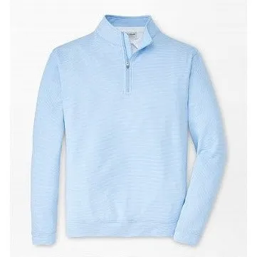 Perth Sugar Stripe Performance Quarter-Zip in Cottage Blue/White by Peter Millar