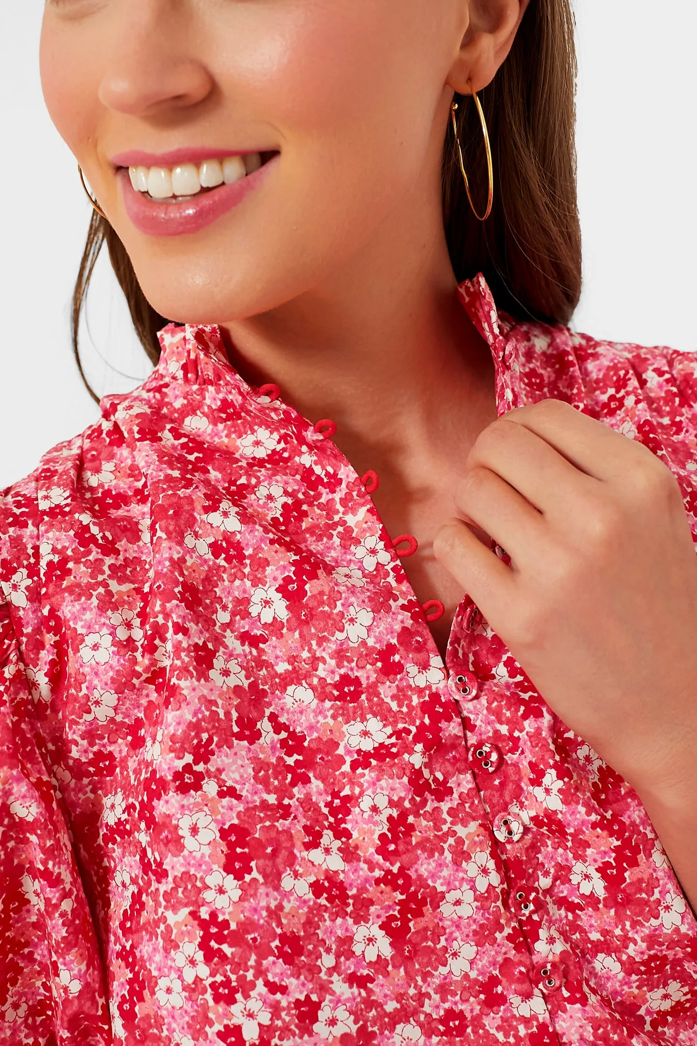 Pink and Red Floral Mimi Midi Dress