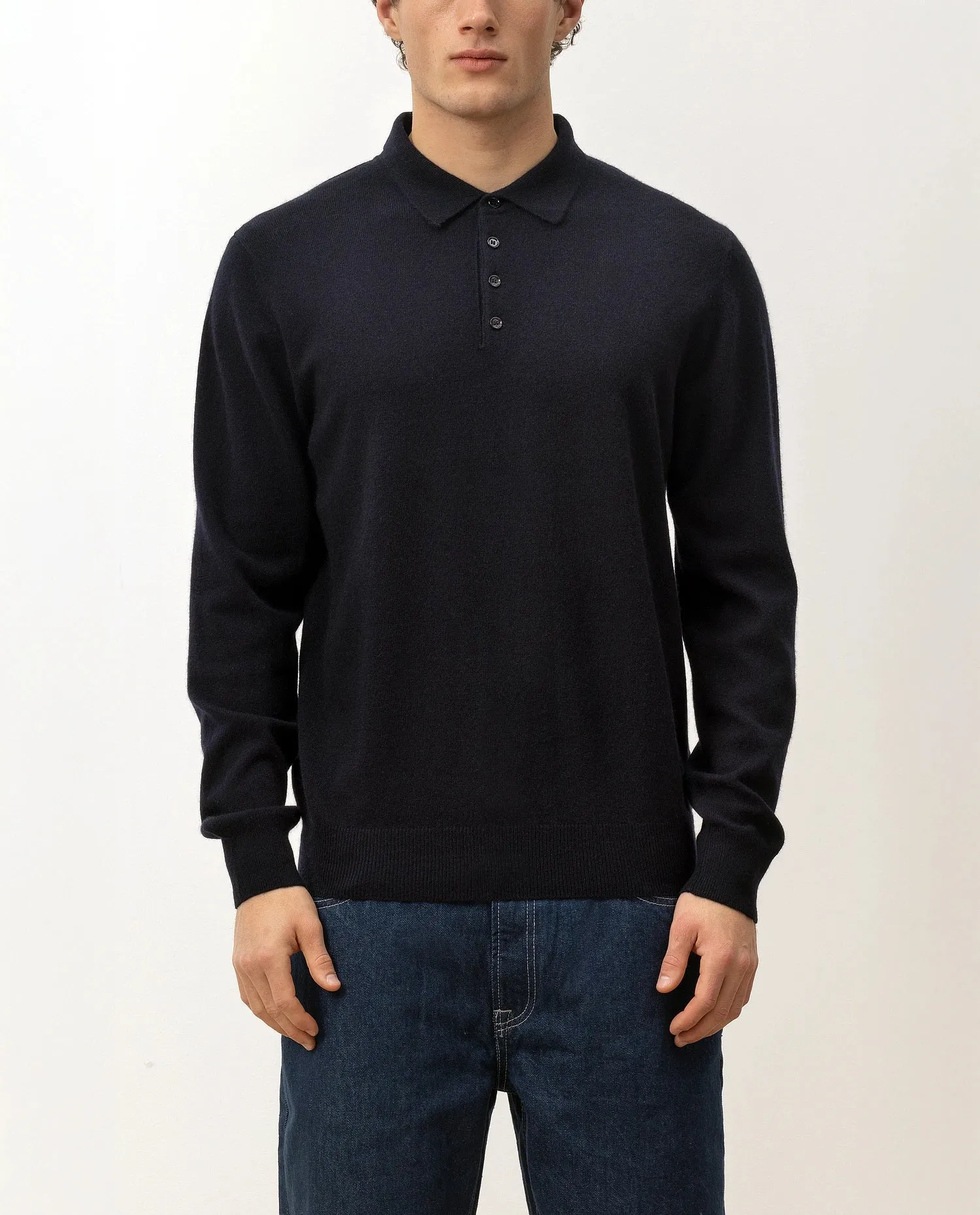 Polo Pullover aus Cashmere in Navy