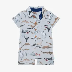 Posh Peanut Maverick S/S Collared Henley Romper