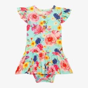 Posh Peanut Olivia Mae Ruffled Capsleeve Henley Twirl Skirt Bodysuit