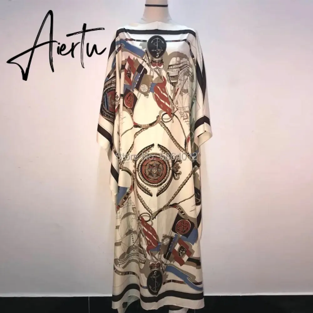 Printed  Dresses For Women  Fashion Design Loose Dress Batwing Maxi Long Femme Vestidos Summer Autumn Party Elegant Dress