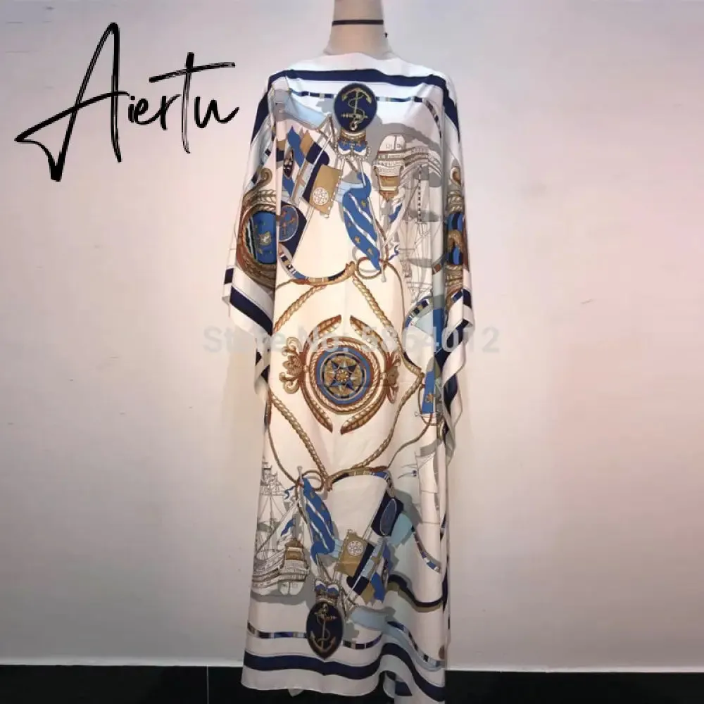 Printed  Dresses For Women  Fashion Design Loose Dress Batwing Maxi Long Femme Vestidos Summer Autumn Party Elegant Dress