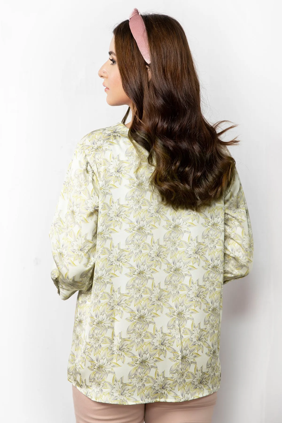 Printed Lapel Collar Top - A21 - WWT0003
