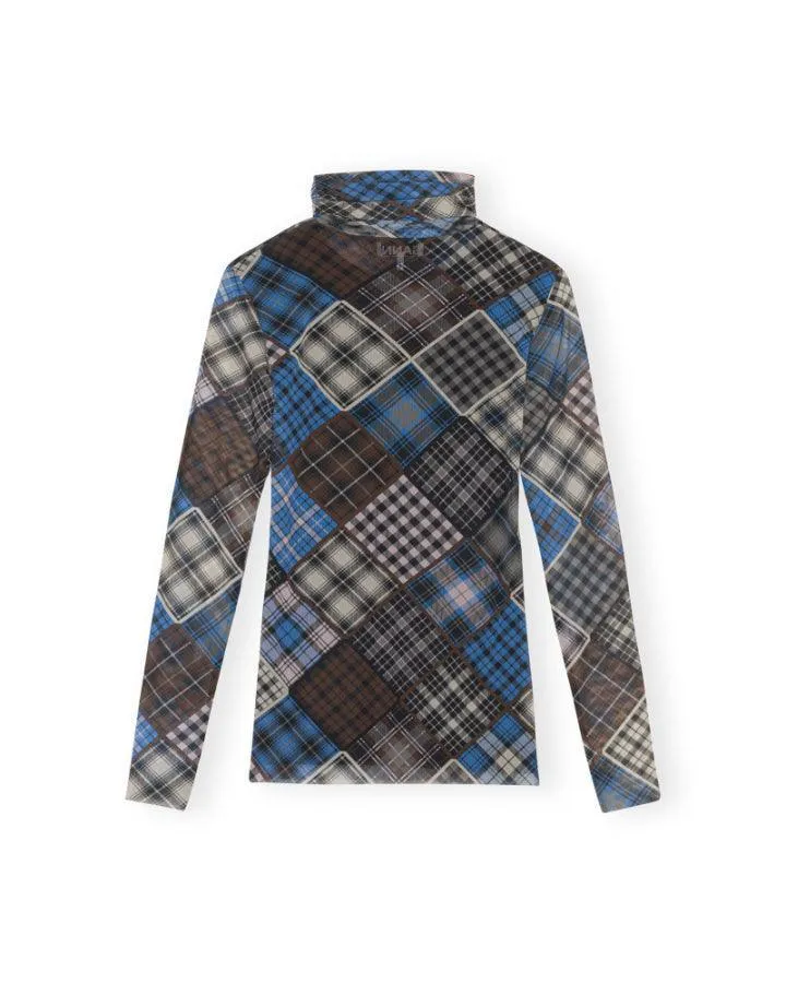 Printed Mesh Roll Neck Top