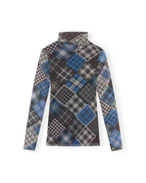 Printed Mesh Roll Neck Top