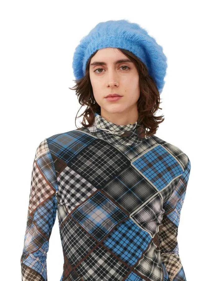 Printed Mesh Roll Neck Top