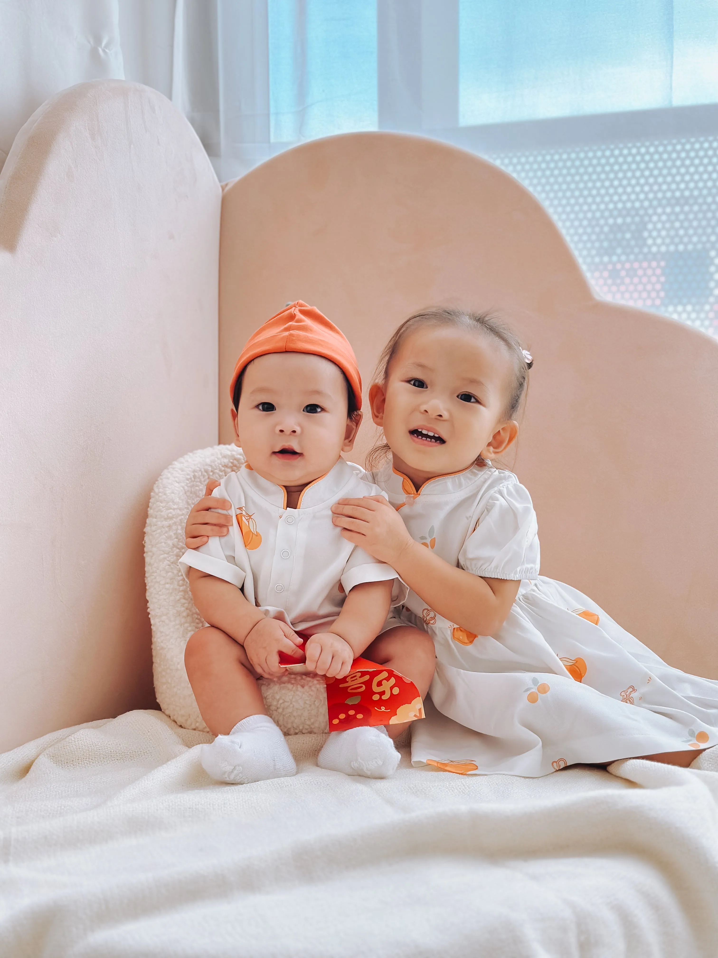 Prosperity Oranges Baby Boy Mandarin Collar Shirt Romper