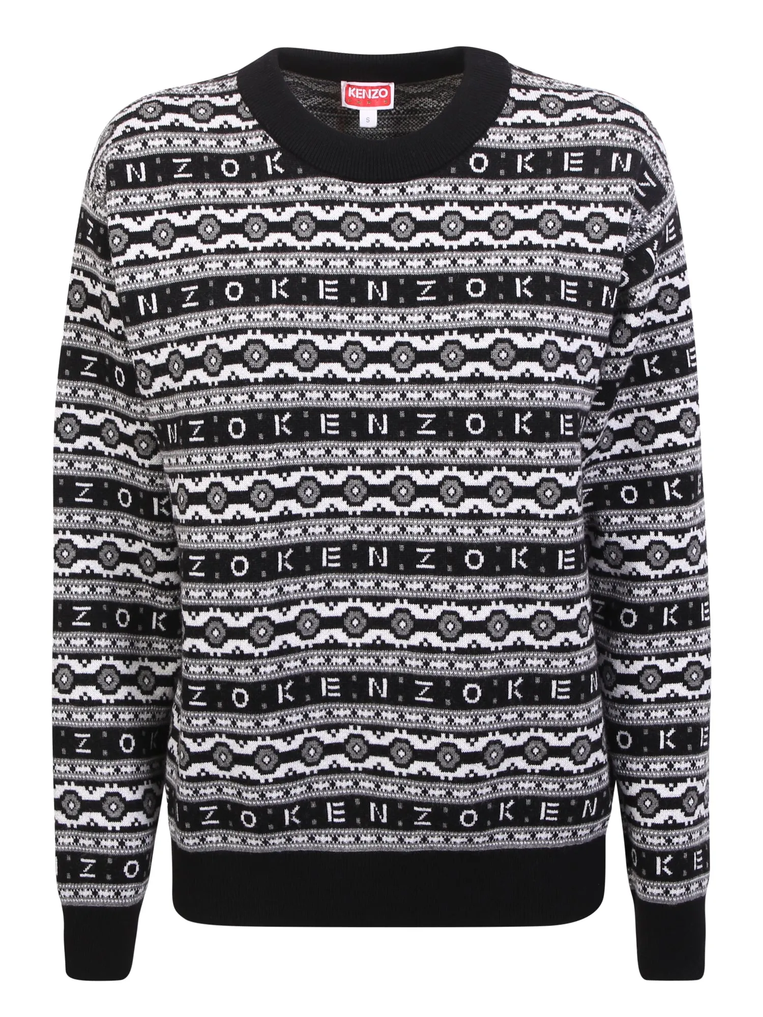 Pullover with jacquard logo black and white