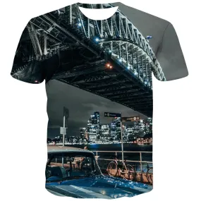 Racing Car T-shirt Men Metal T-shirts 3d City T shirts Funny Gray Shirt Print Retro Tshirts Novelty