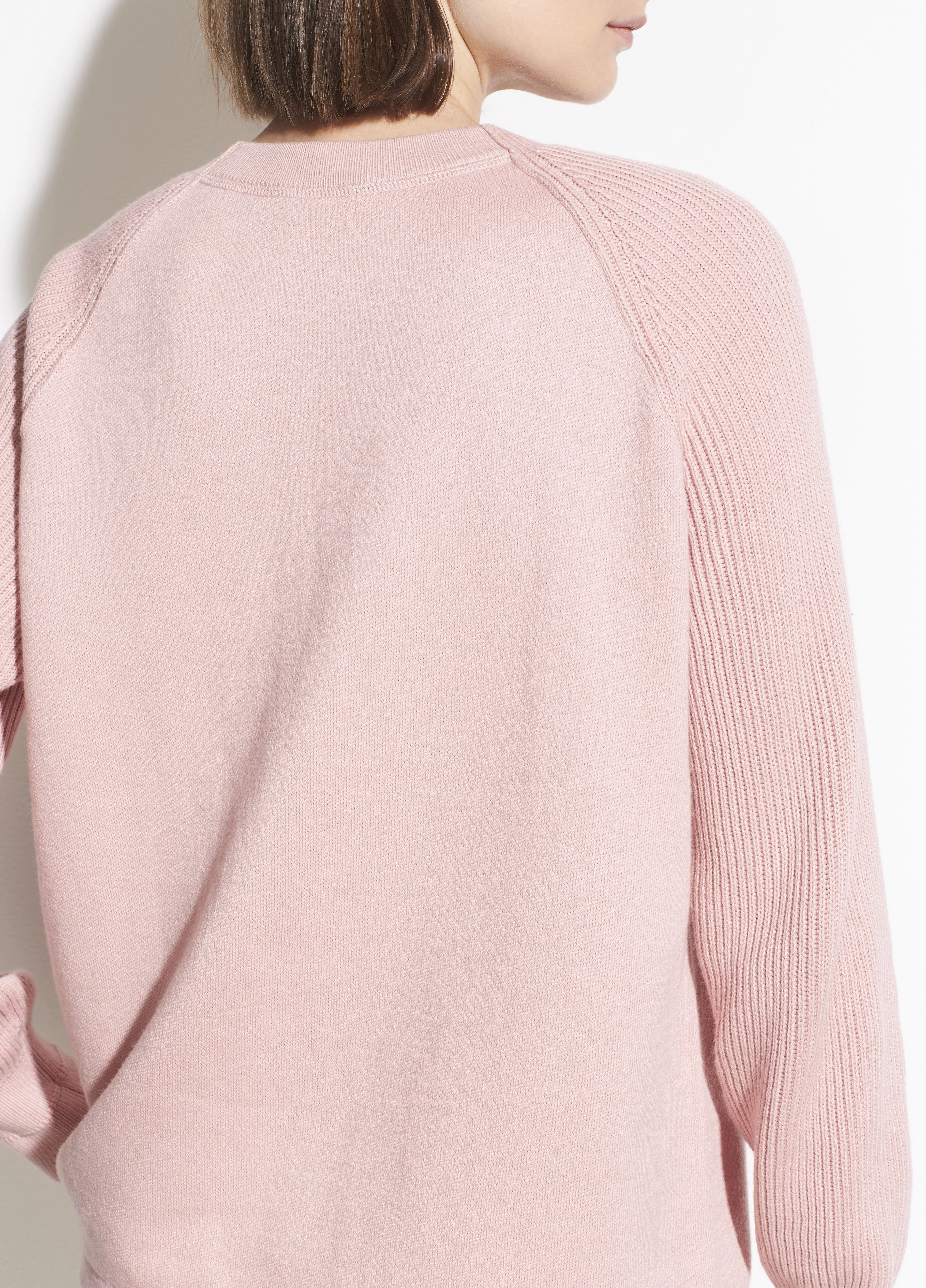 Ribbed Raglan Sleeve Crew in Blossom