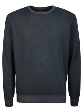 Round-neck pullover teal green