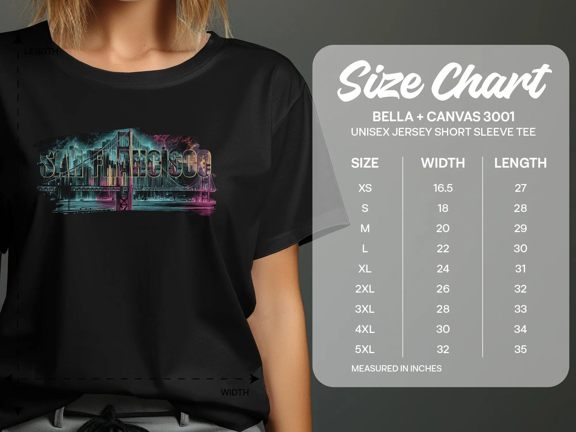 San Francisco Skyline T-Shirt, Urban Cityscape Graphic Tee, Neon Colors Artistic Design, Golden Gate Bridge Unisex Sweatshirt