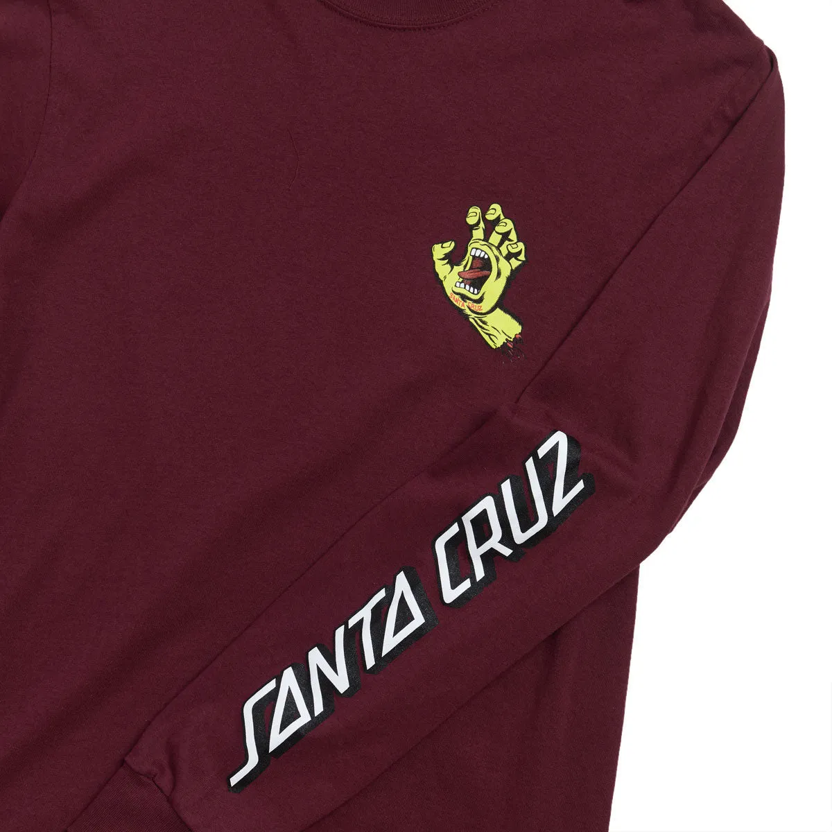 Santa Cruz Screaming Hand Long Sleeve T-Shirt - Ath Maroon/Neon