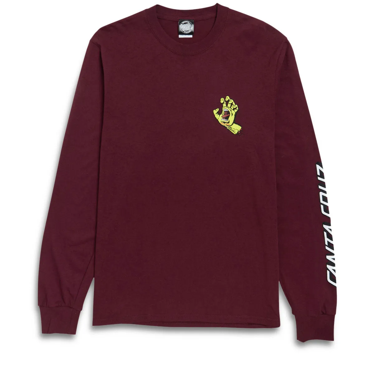 Santa Cruz Screaming Hand Long Sleeve T-Shirt - Ath Maroon/Neon