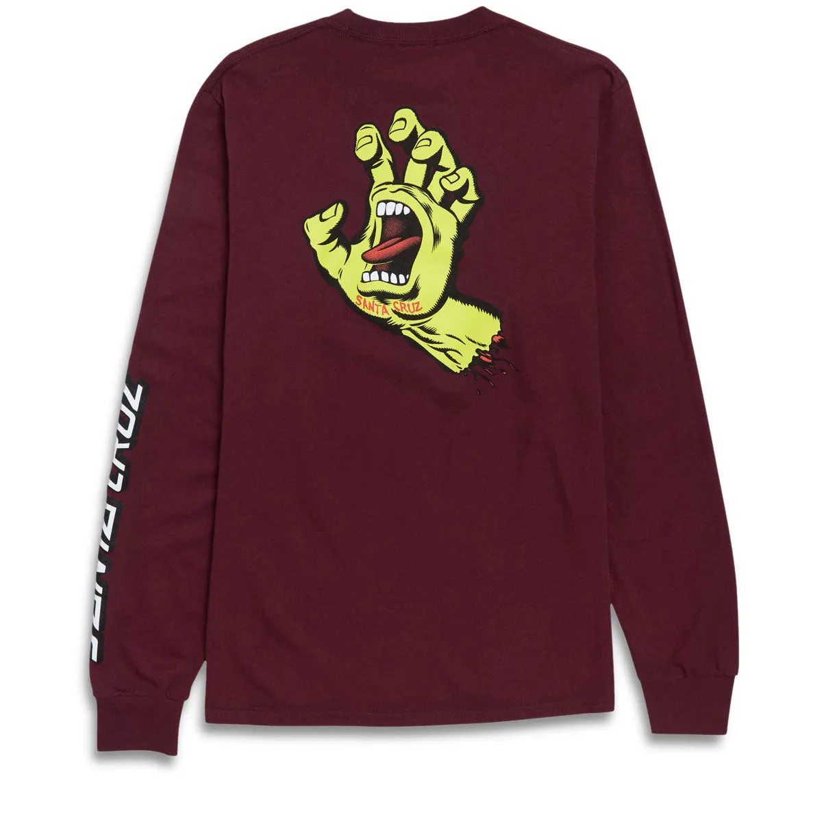 Santa Cruz Screaming Hand Long Sleeve T-Shirt - Ath Maroon/Neon
