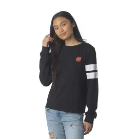 Santa Cruz Women's Classic Dot Sleeve Stipes L/S Boyfriend Top - Vintage Black