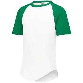 Short Sleeve Retro Baseball Jersey White-Kelly Green