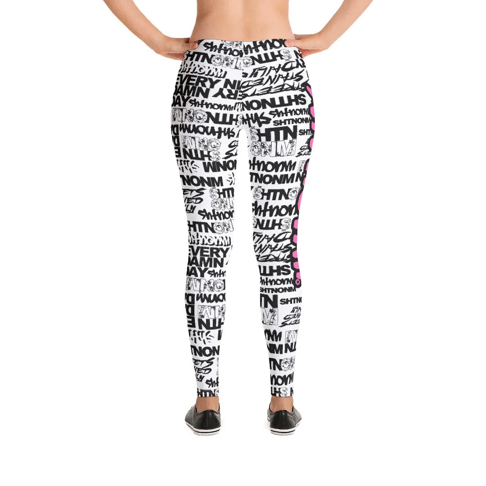 SHTNONM - LEGGINGS (WHITE/HOT PINK)