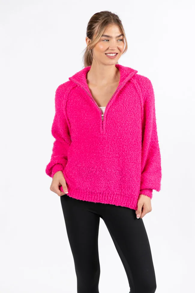 Signature Move Pink Fuzzy Quarter Zip Pullover SALE