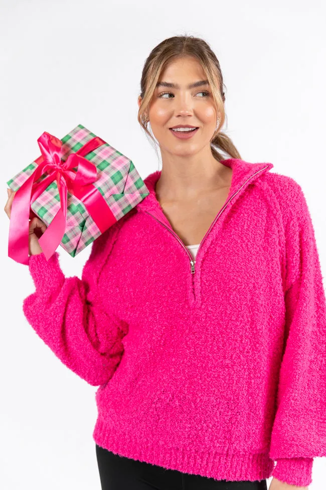 Signature Move Pink Fuzzy Quarter Zip Pullover SALE