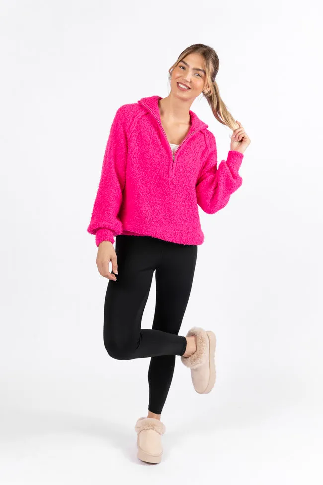 Signature Move Pink Fuzzy Quarter Zip Pullover SALE