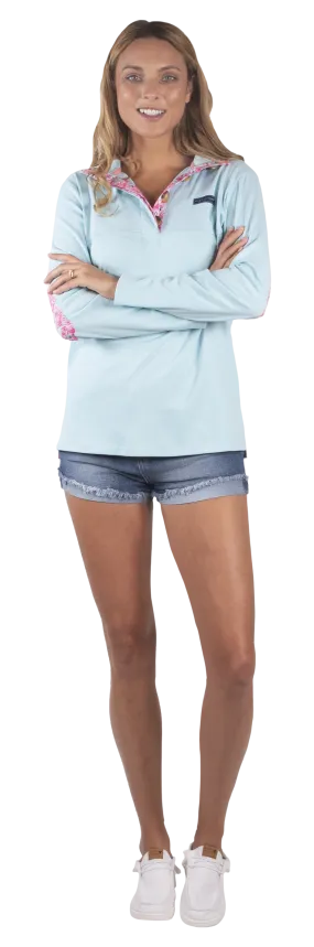 Simply Southern Blue Pullover Flamingos