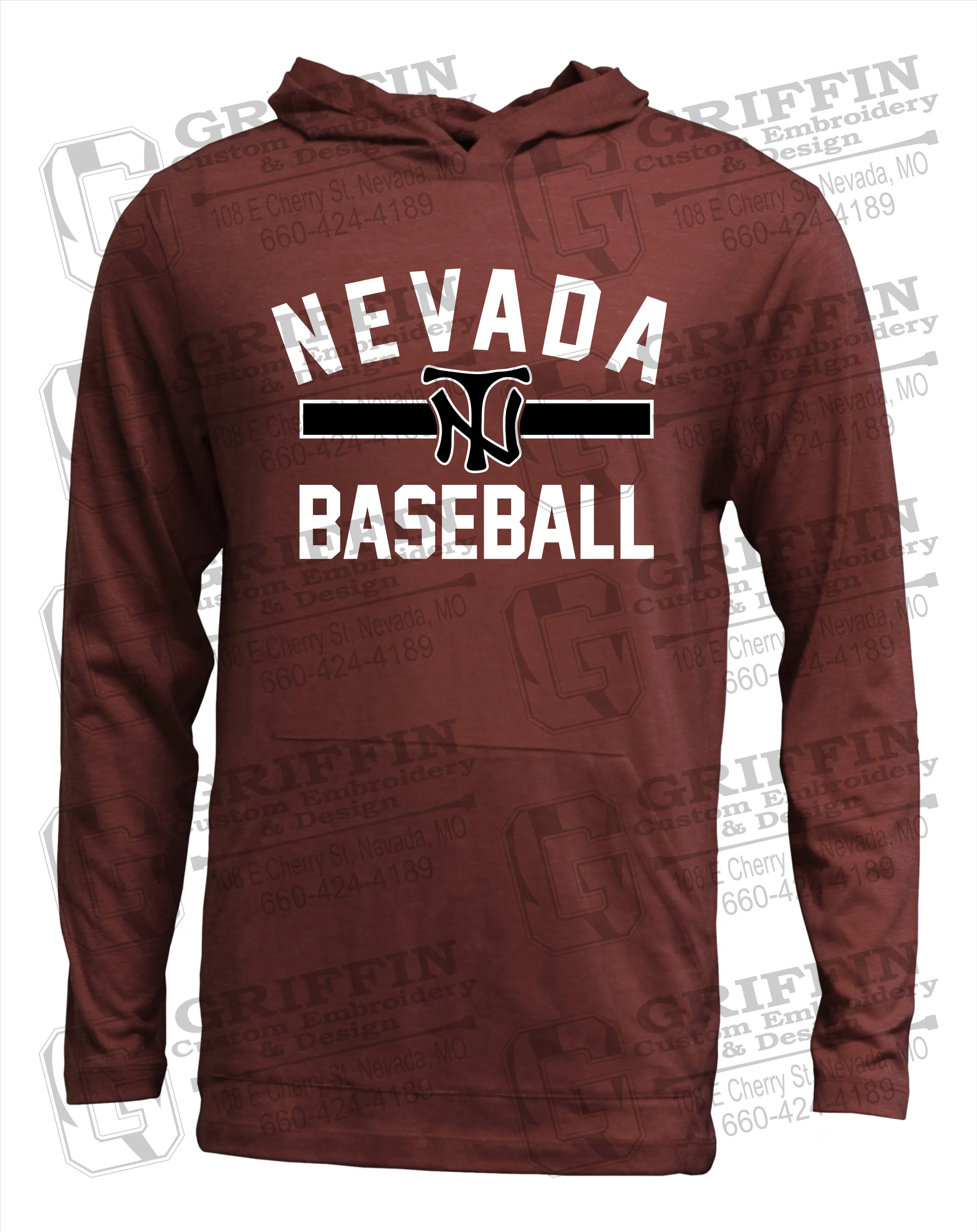 Soft-Tek T-Shirt Hoodie - Baseball - Nevada Tigers 24-Z