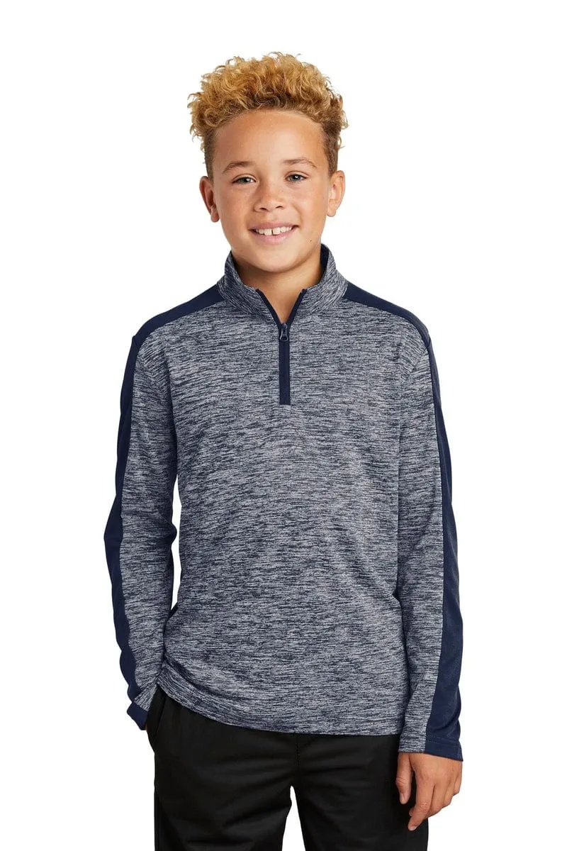 Sport-Tek YST397: Youth PosiCharge Electric Heather Colorblock 1/4-Zip Pullover