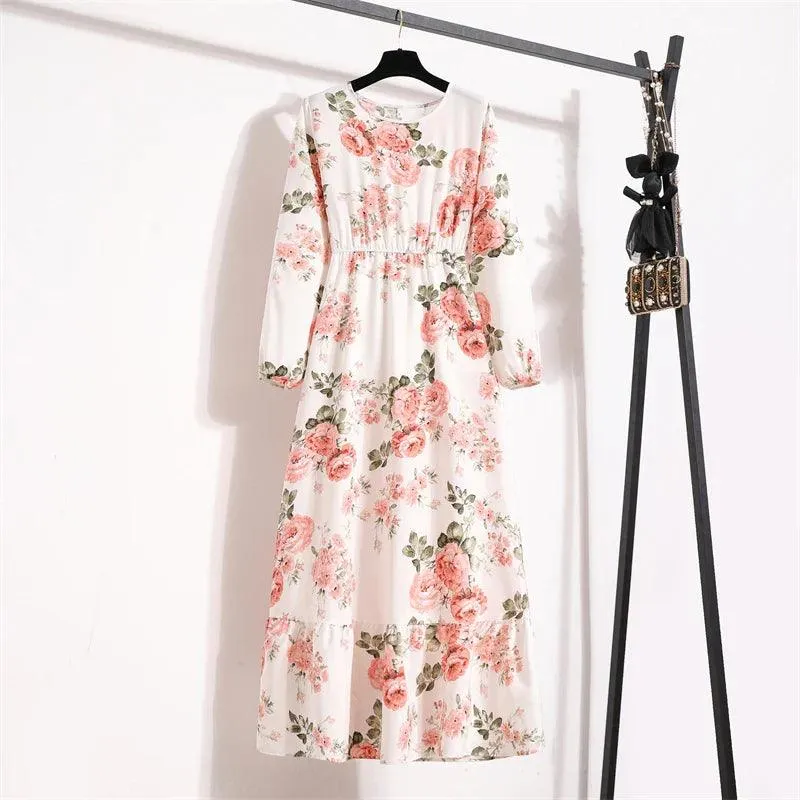 Spring Bohemian Maxi Dress: Floral Beach Party O-Neck Long Mujer Vestidos