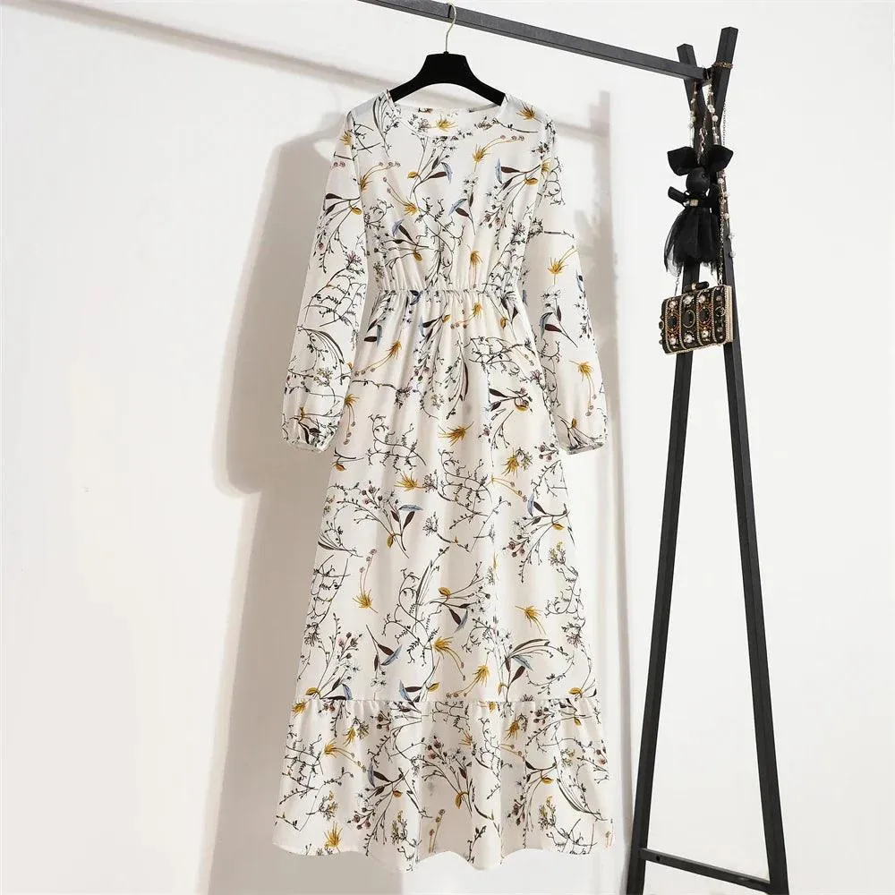 Spring Bohemian Maxi Dress: Floral Beach Party O-Neck Long Mujer Vestidos