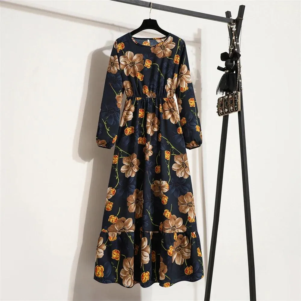 Spring Bohemian Maxi Dress: Floral Beach Party O-Neck Long Mujer Vestidos