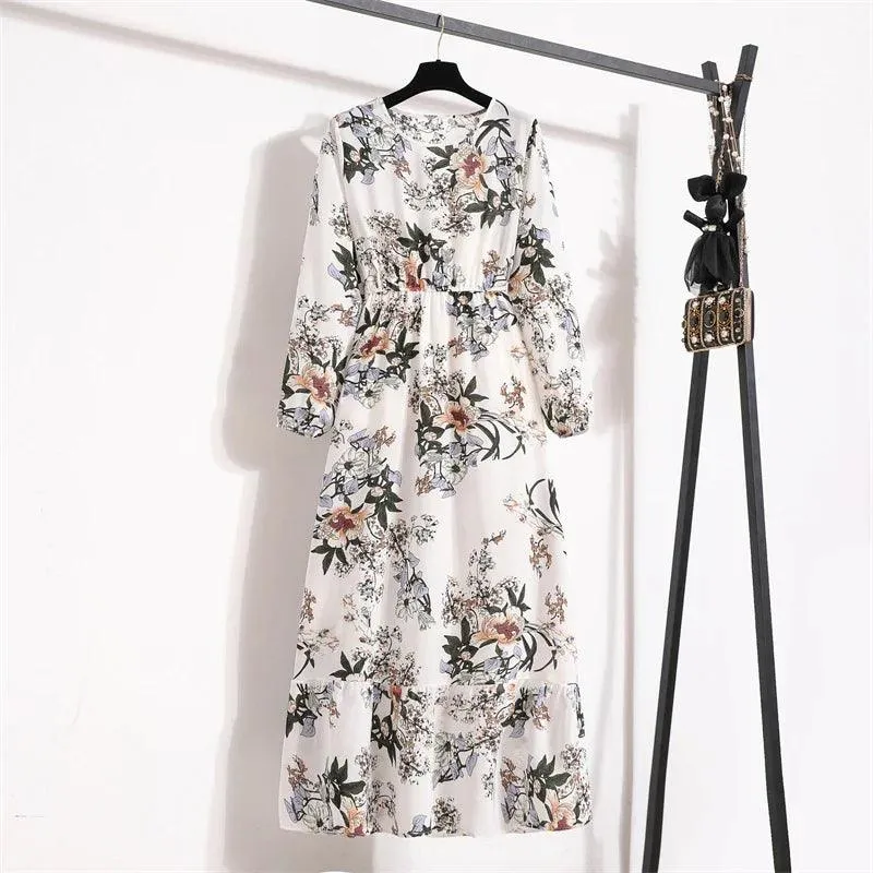 Spring Bohemian Maxi Dress: Floral Beach Party O-Neck Long Mujer Vestidos