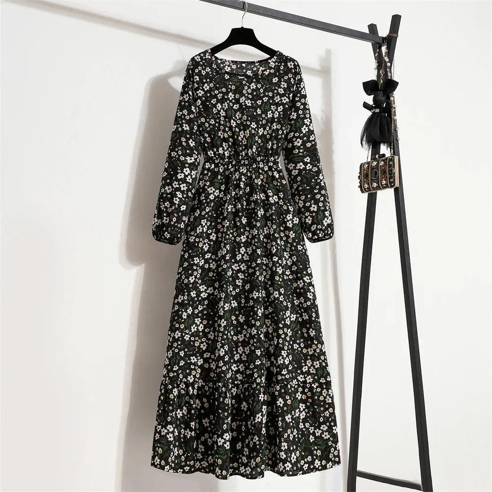 Spring Bohemian Maxi Dress: Floral Beach Party O-Neck Long Mujer Vestidos