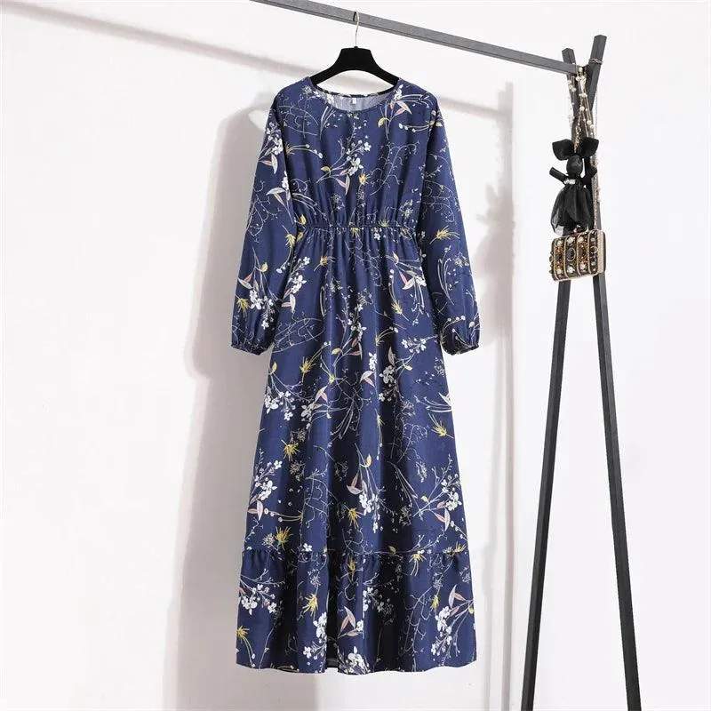 Spring Bohemian Maxi Dress: Floral Beach Party O-Neck Long Mujer Vestidos