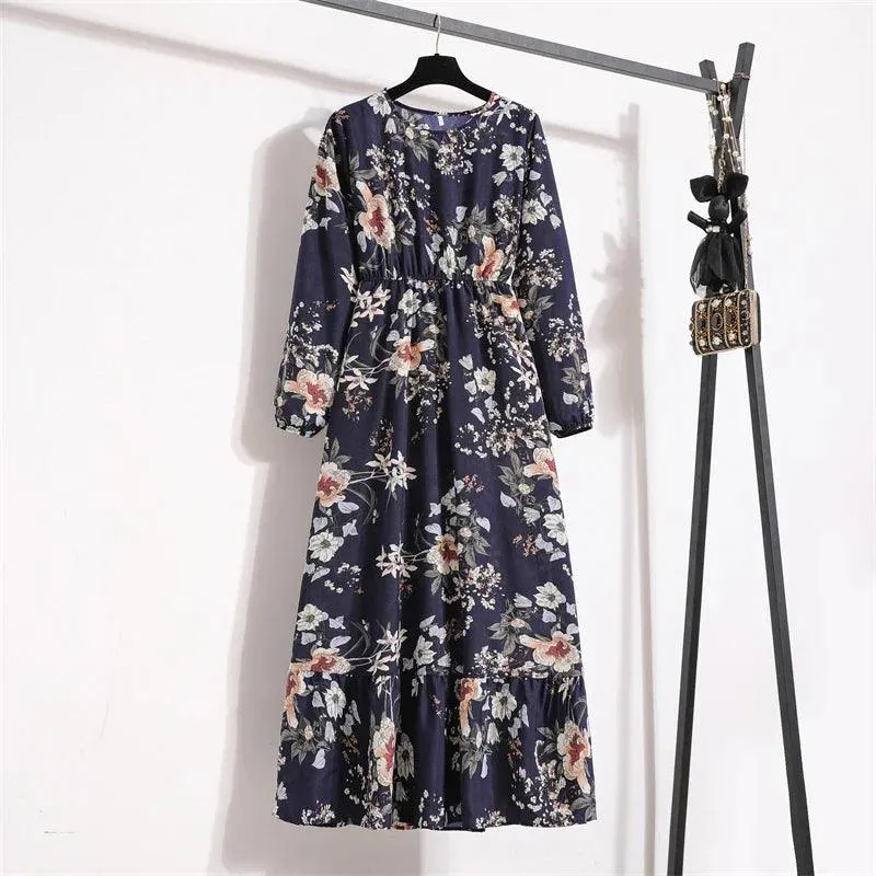Spring Bohemian Maxi Dress: Floral Beach Party O-Neck Long Mujer Vestidos
