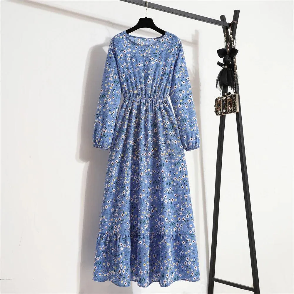 Spring Bohemian Maxi Dress: Floral Beach Party O-Neck Long Mujer Vestidos
