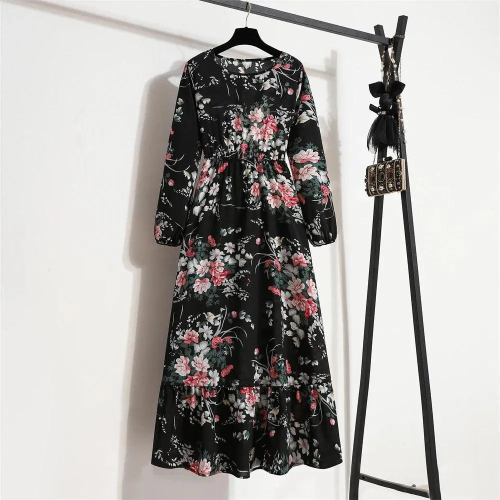Spring Bohemian Maxi Dress: Floral Beach Party O-Neck Long Mujer Vestidos