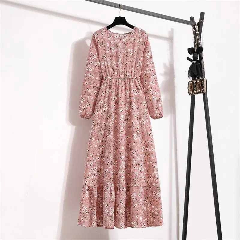 Spring Bohemian Maxi Dress: Floral Beach Party O-Neck Long Mujer Vestidos